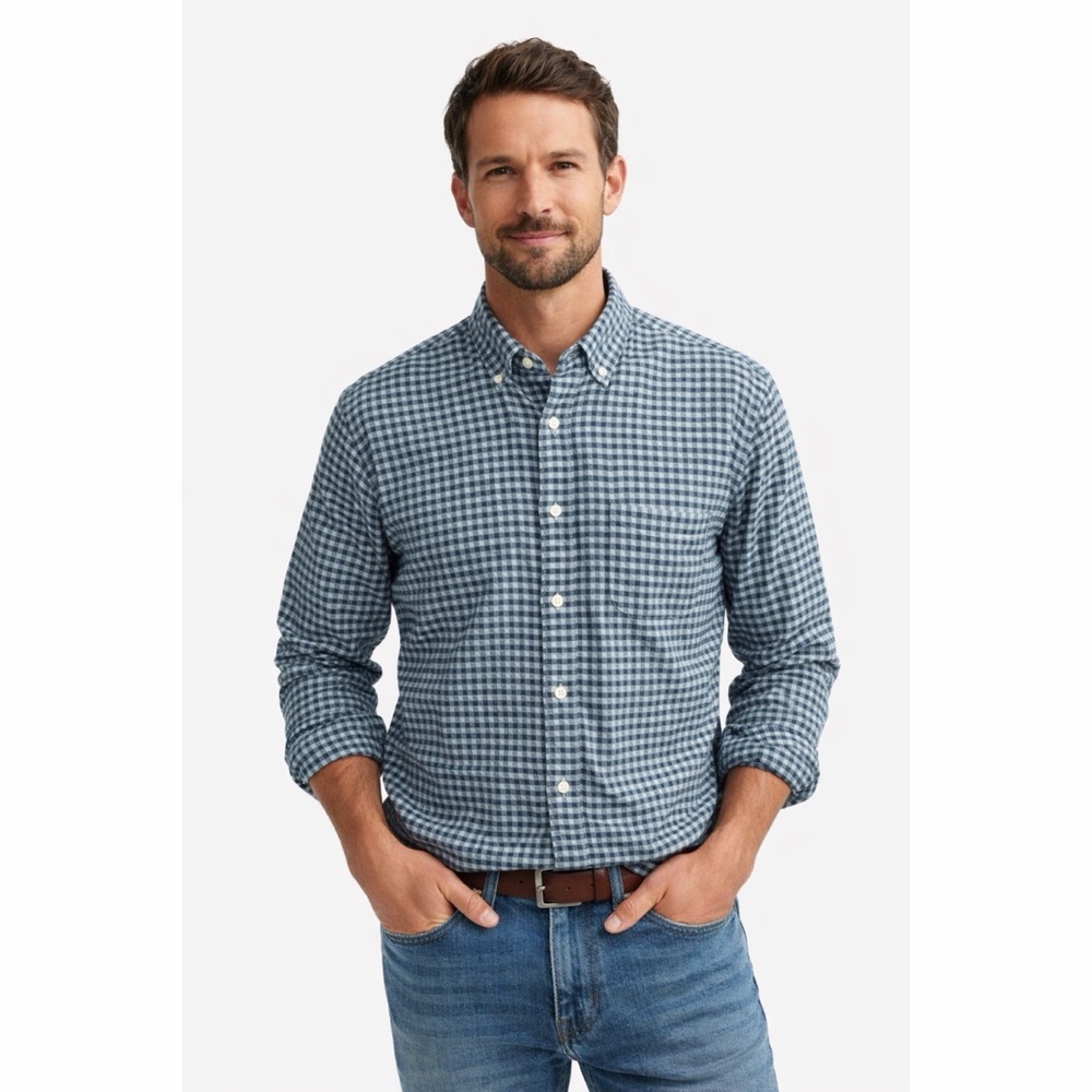 Faherty Movement Gingham Button Down Shirt - Blue - image 1